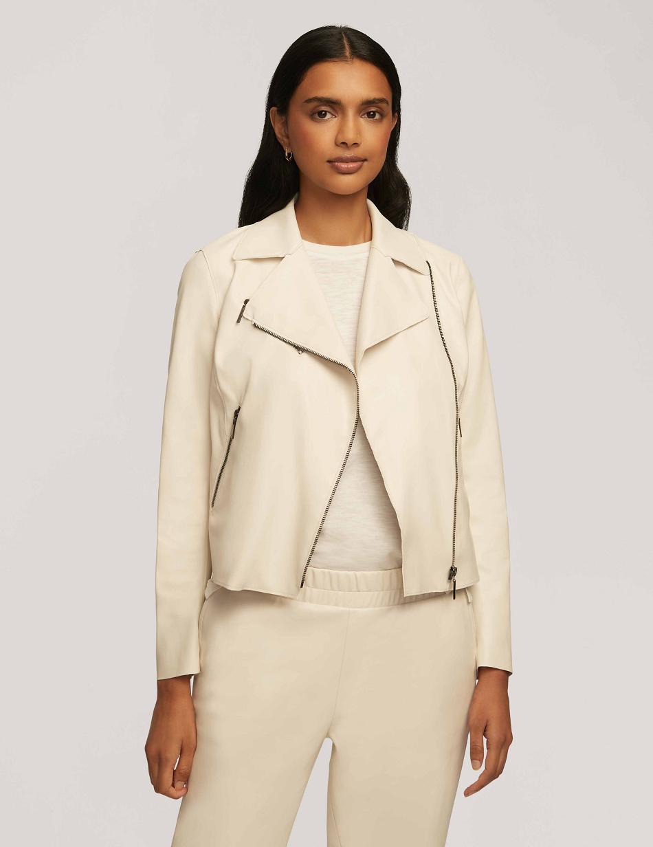 Blazer Anne Klein Vegan Cuir Zip Front Moto   | ZOY-4487526